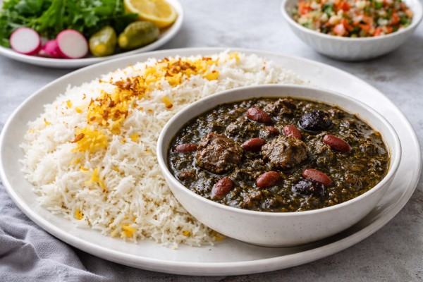 Ghormeh sabzi with Rice